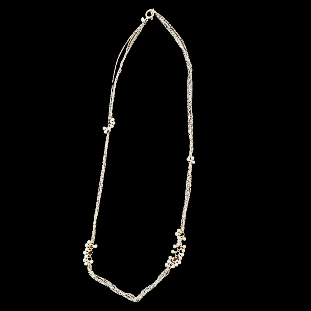 Vintage LBMDJ Signed Silvertone 41" Multi Strand Bead Cluster Necklace